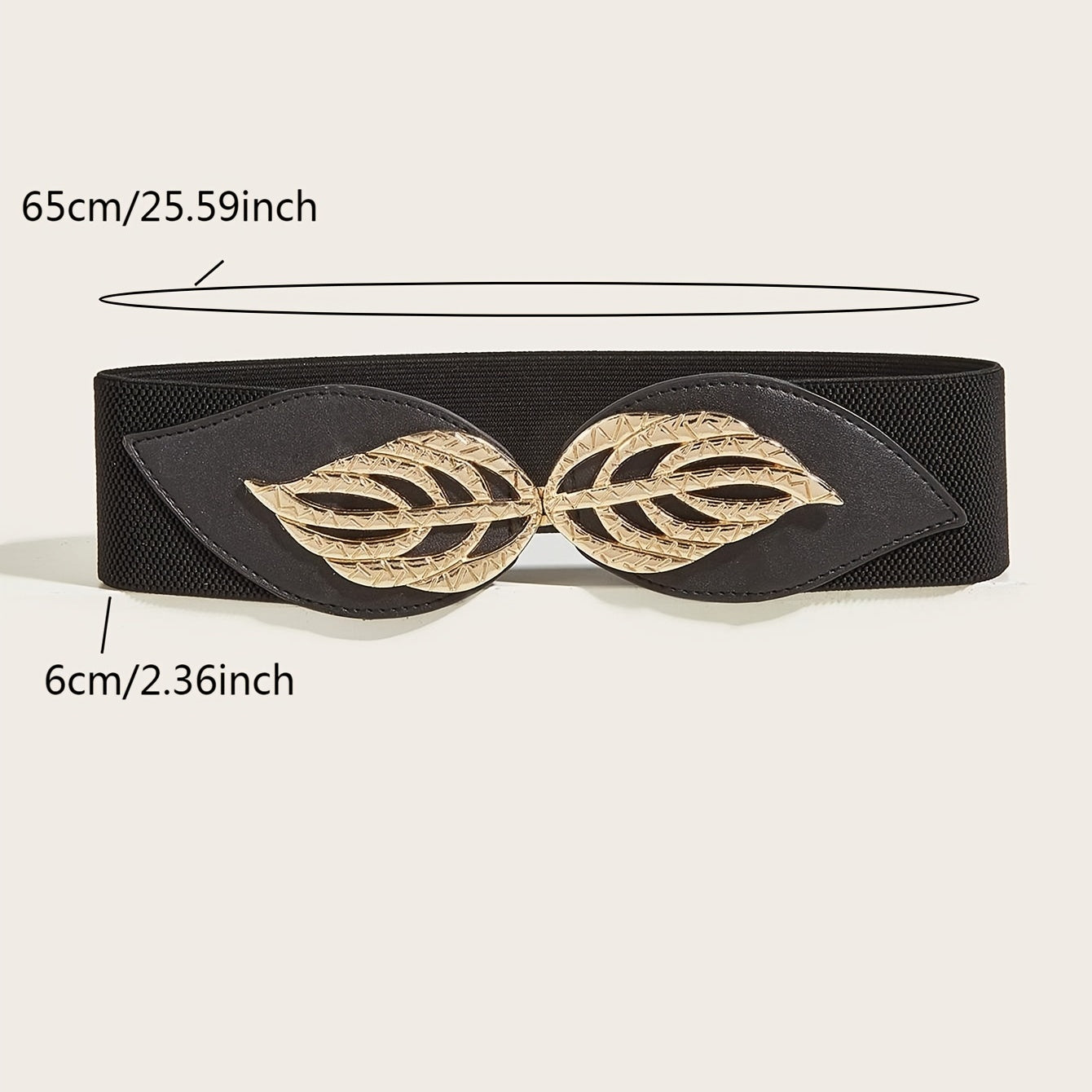 Leaf Buckle Elastic Belt Vintage Elastic Waist Belt Metal Buckle Belt