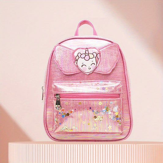 Unicorn Wings Shape Backpack with Colorful Sequins for Girls