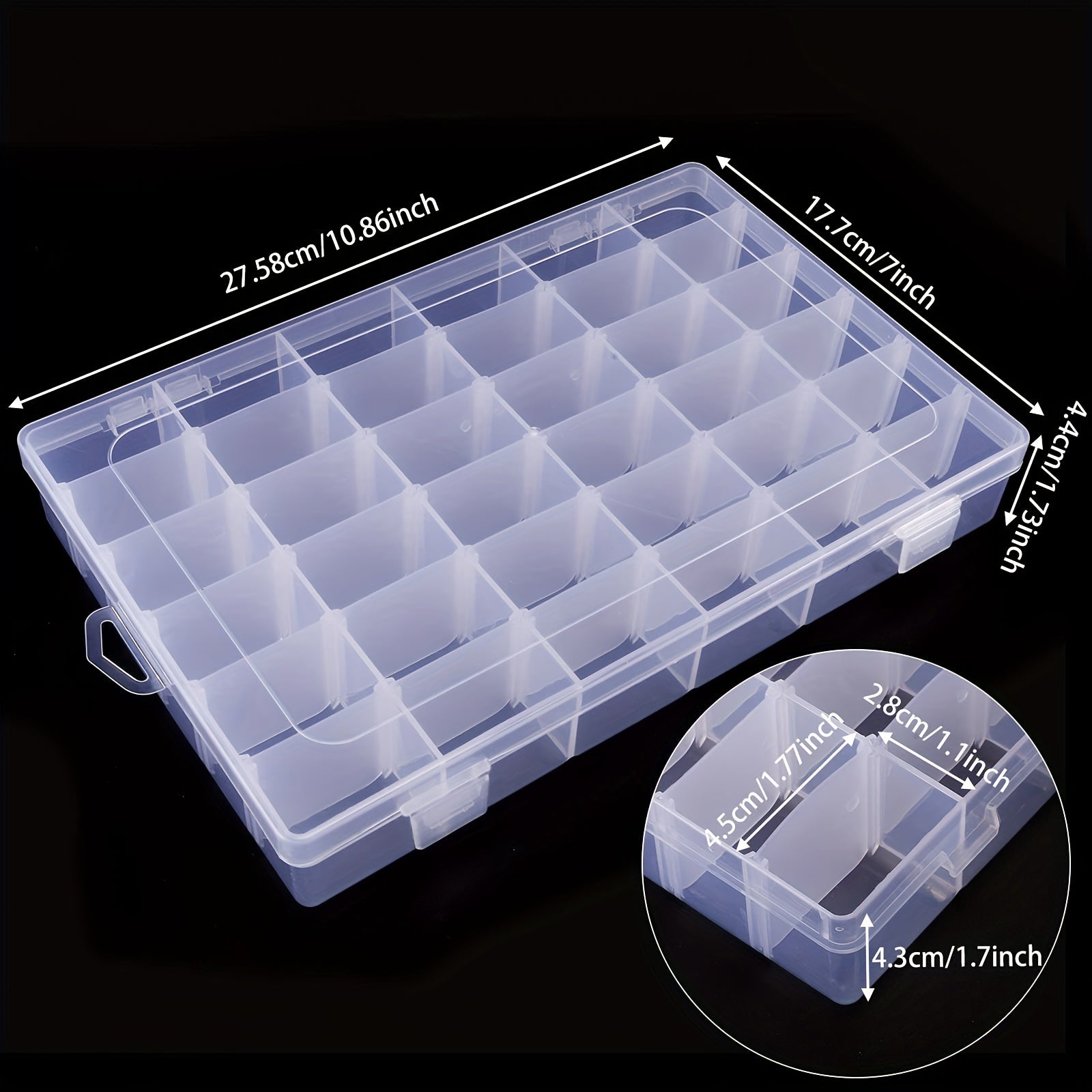 4 Packs 36 Grids Plastic Storage Box w/ Adjustable Partition & 400 Labels