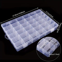4 Packs 36 Grids Plastic Storage Box w/ Adjustable Partition & 400 Labels