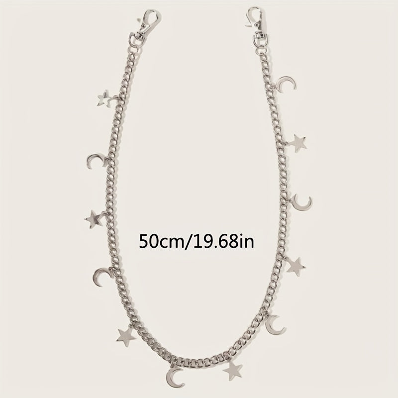 Moon Star Pendant Waist Chain Tassel Punk Hip Hop Jeans Pants Chain Women Y2K