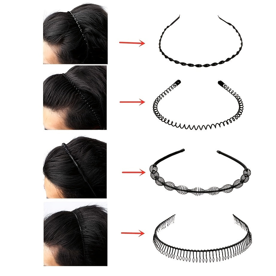 8pcs Metal Headband Hair Hoop Non Slip Wave Comb Hair Hoop Hairband