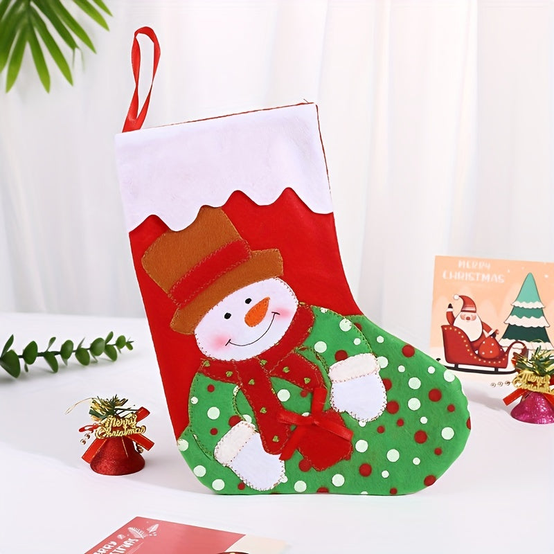 Small Santa Snowman Tape Embroidered Christmas Socks