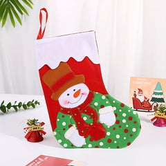 Small Santa Snowman Tape Embroidered Christmas Socks