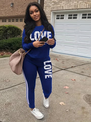 Women's Plus Art Letter Print Top & Joggers Outfits Set