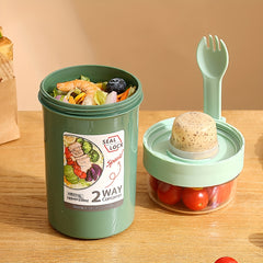 Double Layer Overnight Oats Jar with Lid and Spoon - Airtight Oatmeal Container
