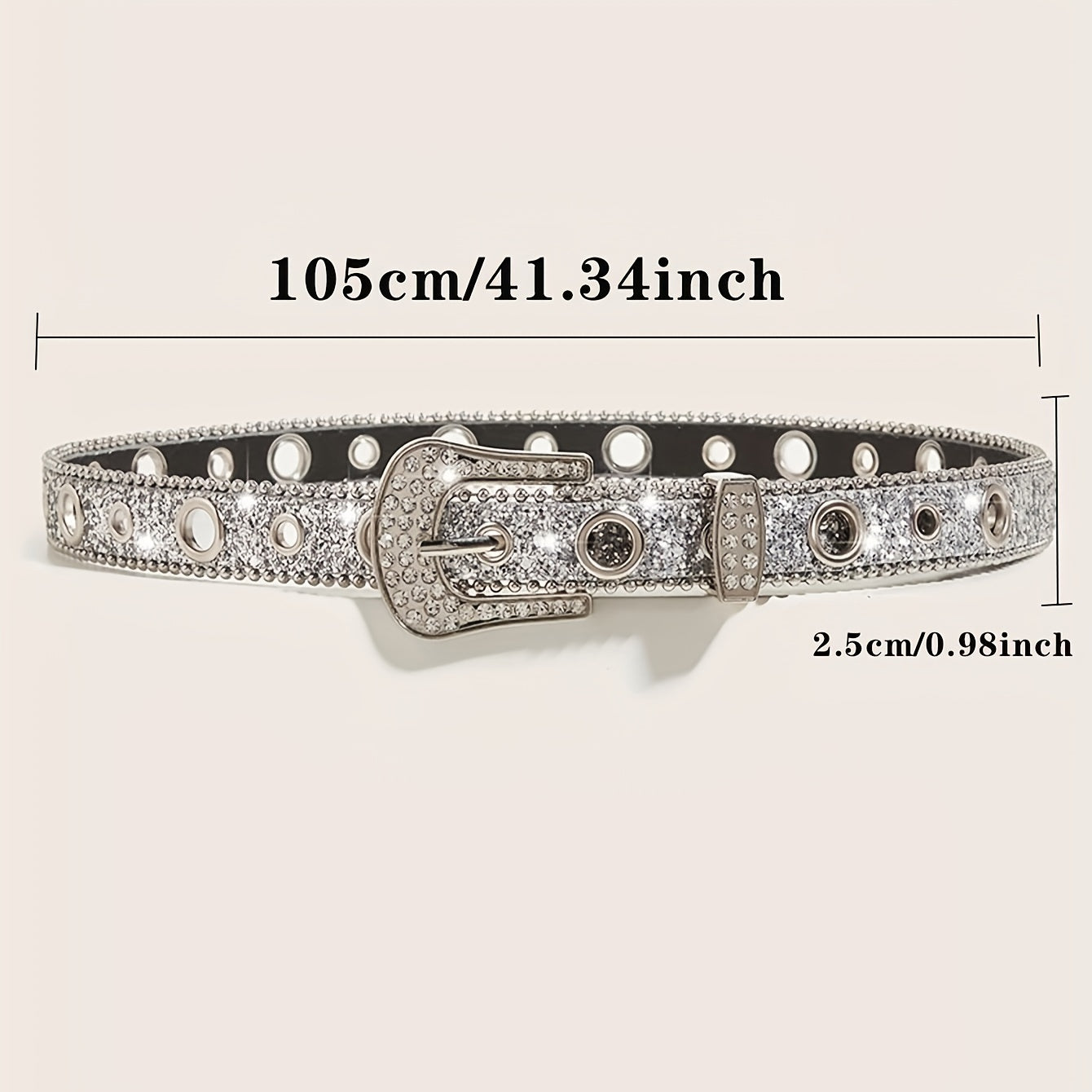 Glitter Sparkling Rhinestone Belt Y2K PU Belt Hip Hop Decorative Belt