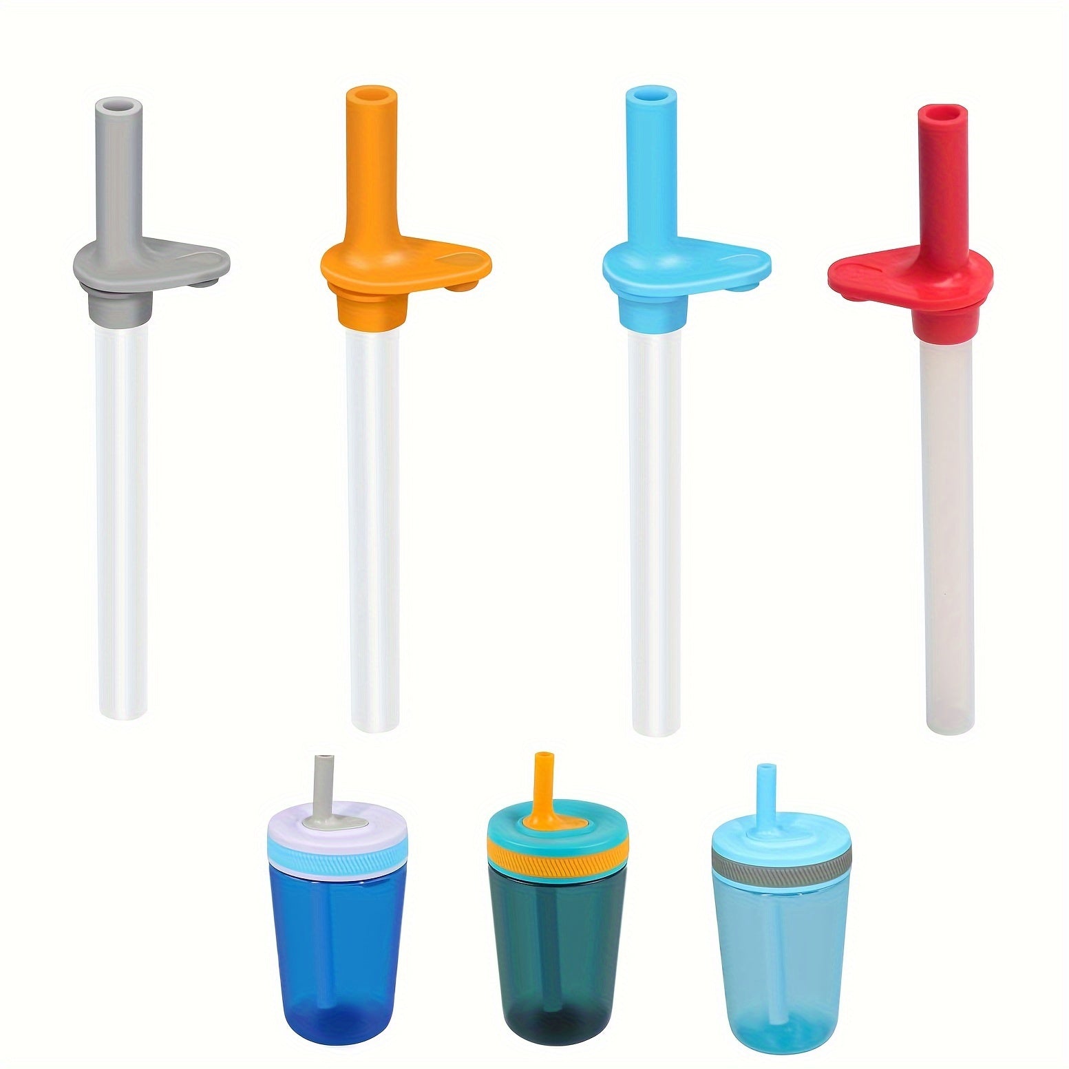 1pc Silicone Reusable Water Bottle Straw Cup Accessories