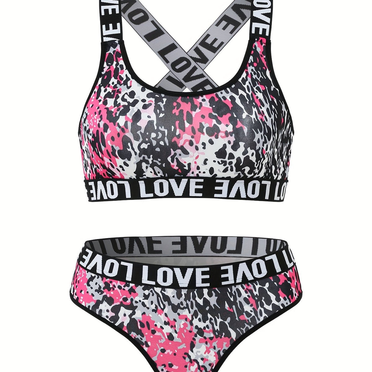 Colorful Leopard Bra & Panties Lingerie Set
