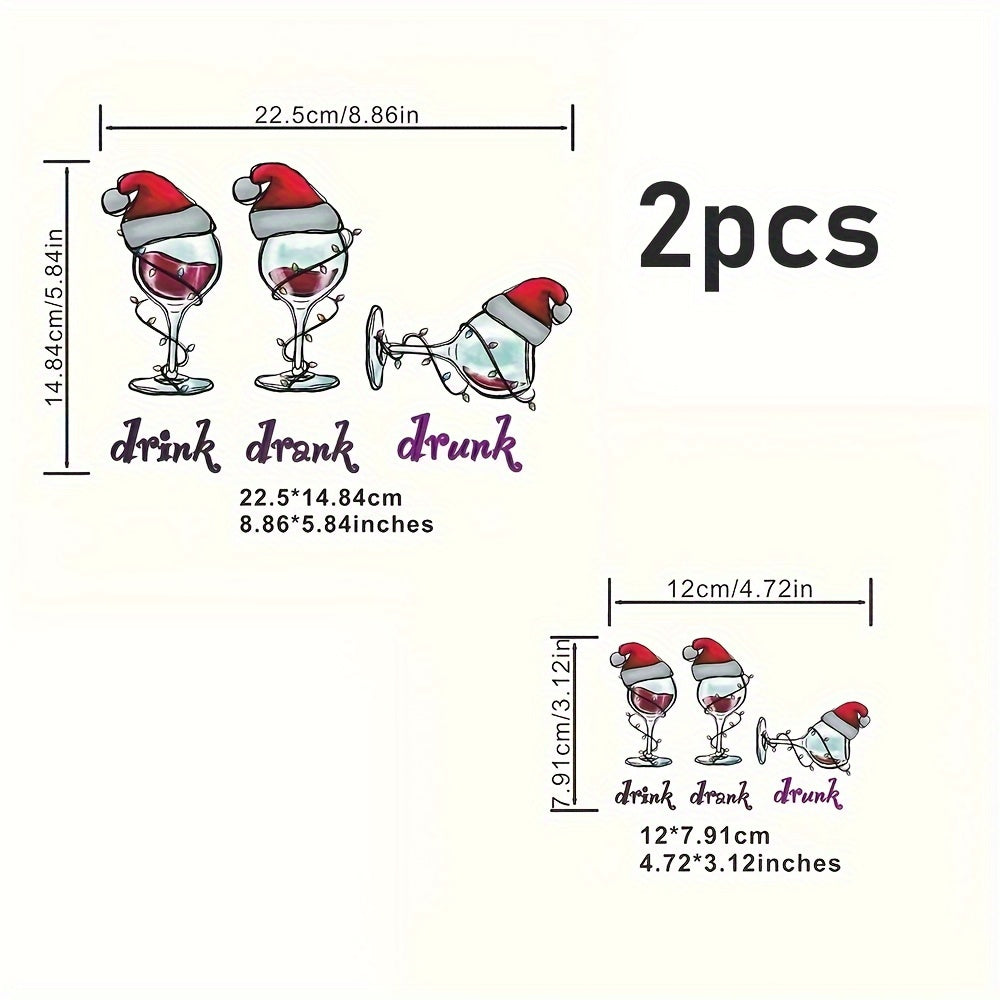 2pcs Xmas DIY Iron On Transfer Stickers T shirts Jackets Jeans Garment Access