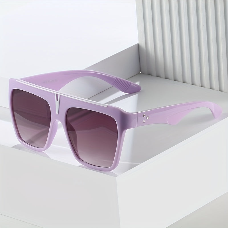 Square Jelly Rivet Top Bar Sunglasses UV400