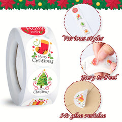 500pcs Merry Christmas Stickers 2.54 Cm Self Adhesive Labels
