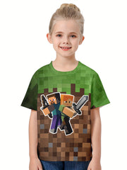 Kids Graphic Game Man T-shirt Short Sleeve Sports Summer Gift 4-14y