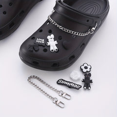 10pcs Cartoon Bunny Shoe Charm With Chain & Pattern Clogs Buckle