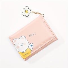 Cartoon Bear Wallet PU Leather Three Fold Coin Purse for Girls