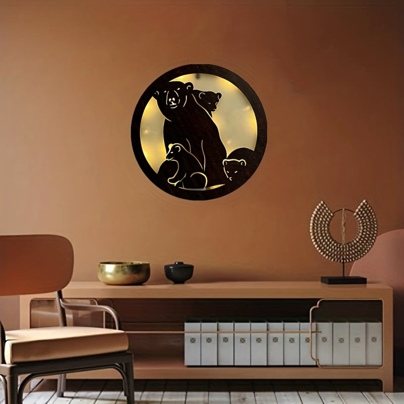 Upgrade Timing Function LED Light Carving Retro Wooden Sign Hanging Decoration