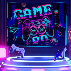 Fluorescent UV Light Tapestry Wall Hanging - Game Night Party Design