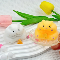 Hamster Squeeze Toy with Cheese & Bunny Motifs Soft Texture