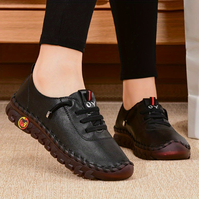 Women's Lace Up Slip On Flat Loafers Lightweight Non Slip Shoes