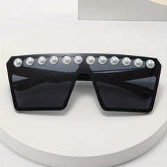 Y2K Square Frame Sunglasses Faux Pearl Decor UV400