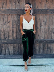  Velvet High Rise Jogger Trousers With Pockets