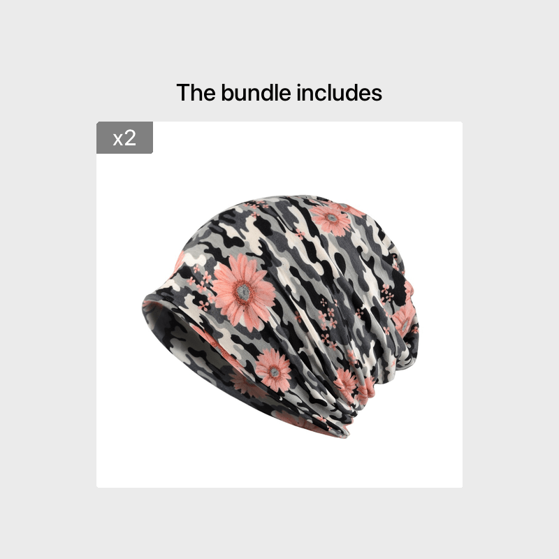 Flower Pattern Pullover Hat Winter Caps Casual Beanie Hip Hop Knitted Hat