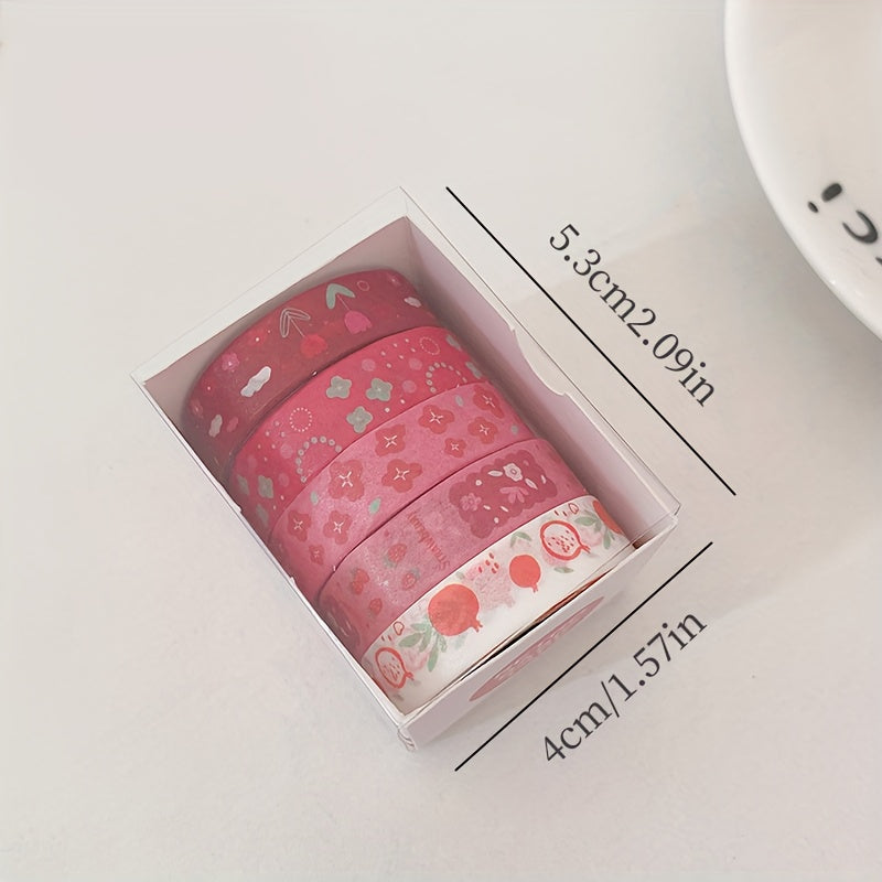 5 Rolls Retro Series Solid Washi Tape Set Decorative Sticker DIY Marker Label