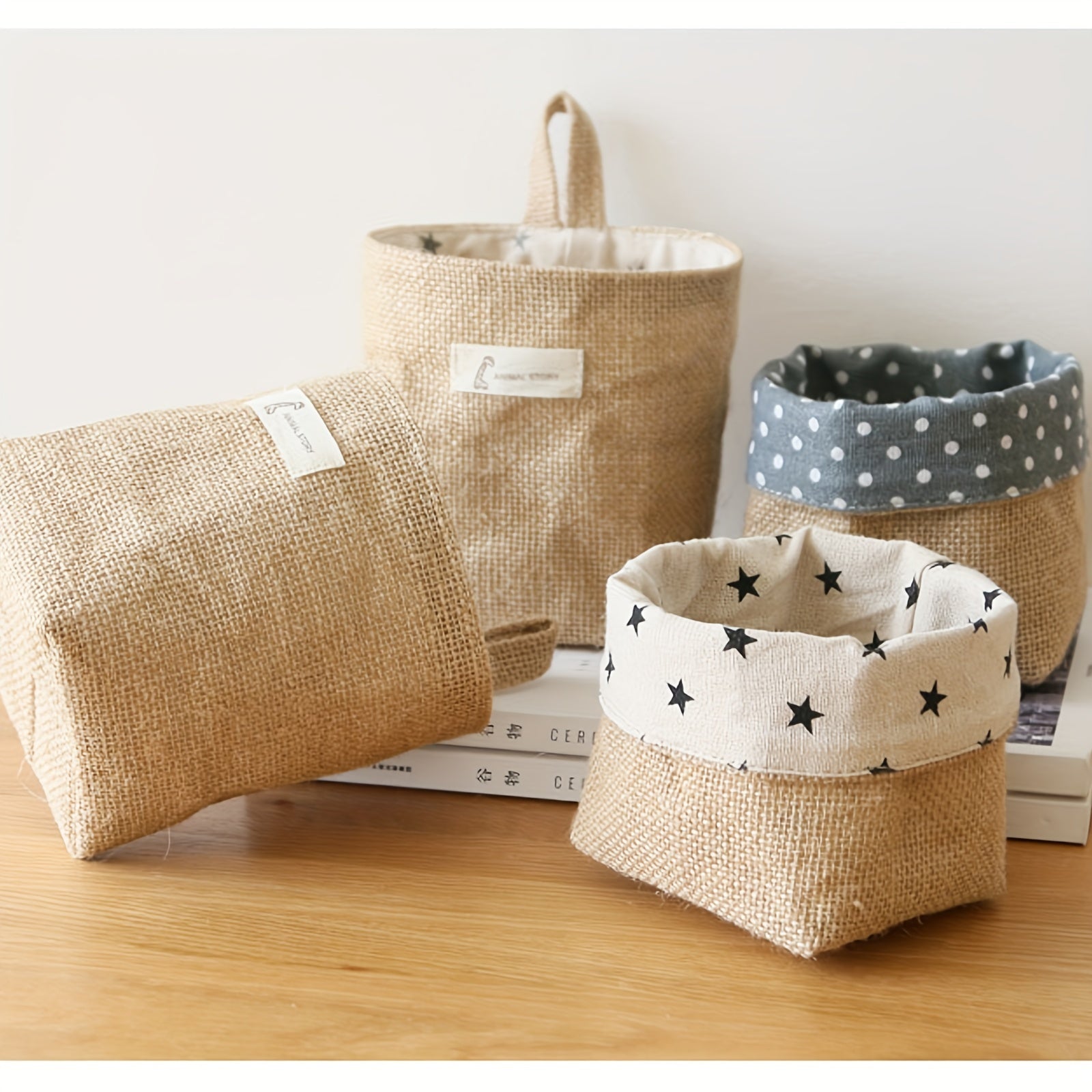 Jute Cotton Linen Storage Bag Wall Hanging Pocket Fabric Organizer Dorm