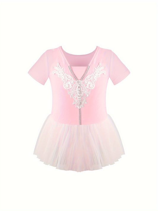 Girls 95 Cotton Short Sleeve Ballet Tutu Leotard Romper