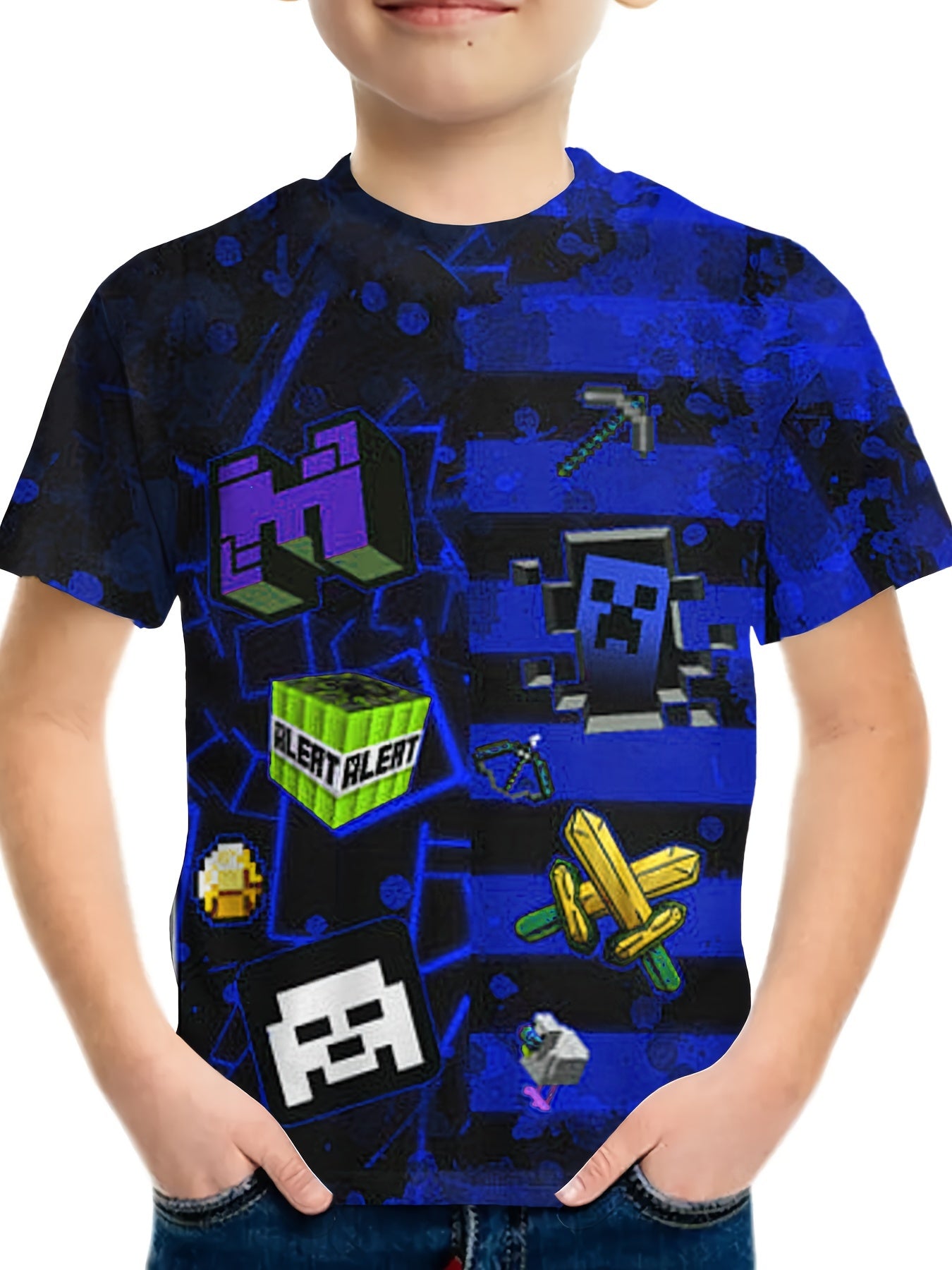 Boy's Cartoon Graphic T shirt Casual Slightly Stretch Breathable Novel Tee