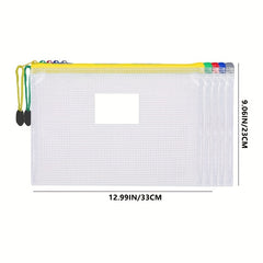 50pcs A4 Size Waterproof Zipper Bag With Tag Belt Mesh Zipper Bag