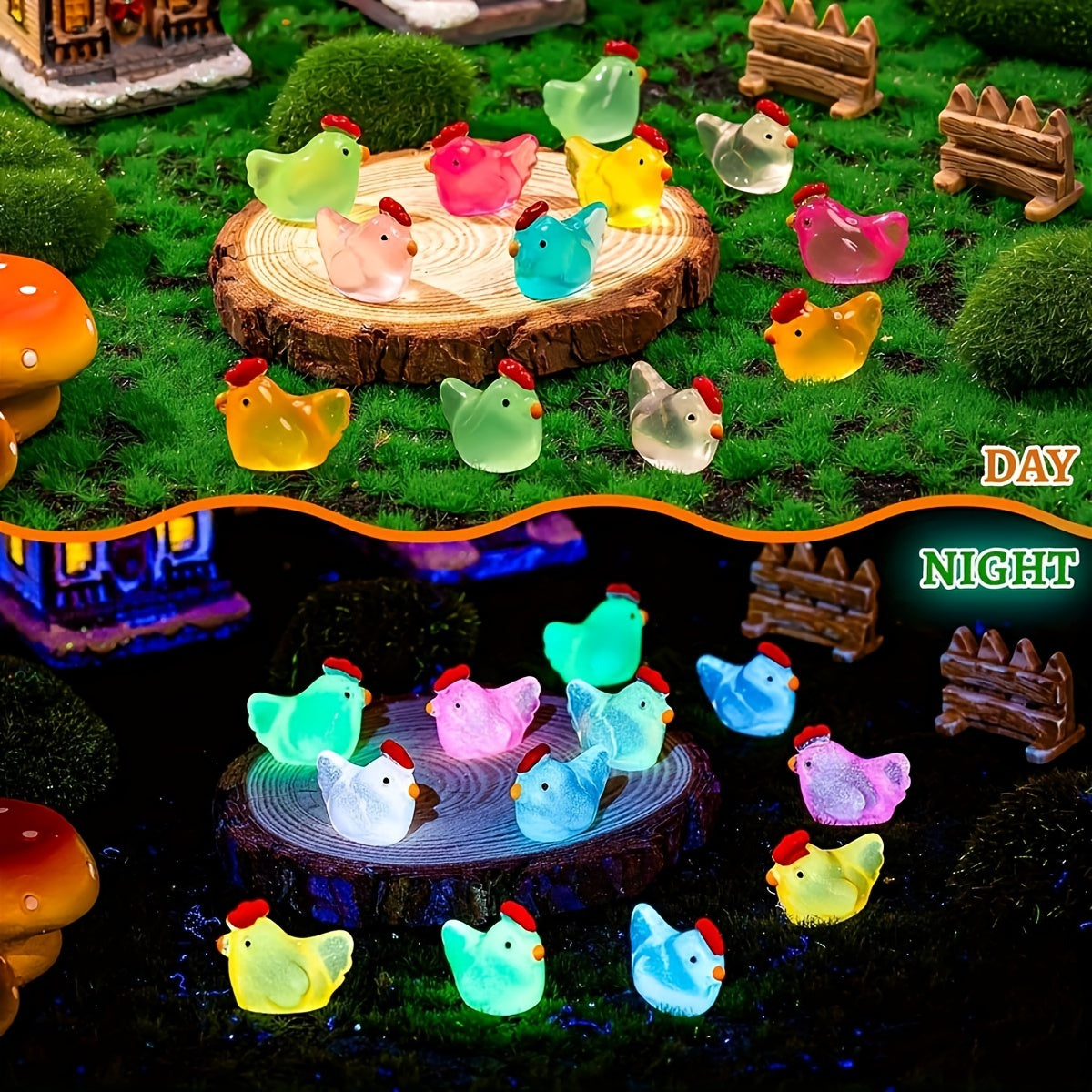 50pcs Glow Dark Chicks ABS Resin Figurines DIY Crafts Sand T