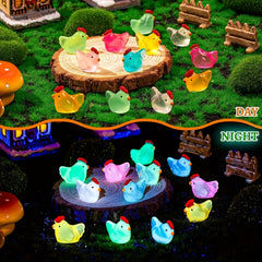 50pcs Glow Dark Chicks ABS Resin Figurines DIY Crafts Sand T