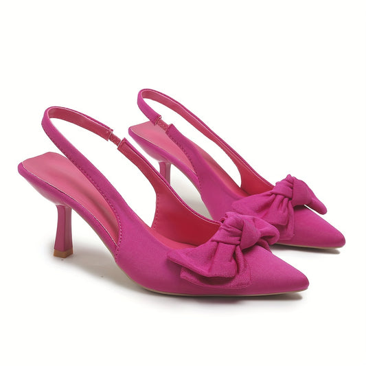 Women's Bowknot Slingback Heels Slip On Shoes