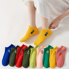 Fruit Print Low Cut Ankle Socks 10 Pairs