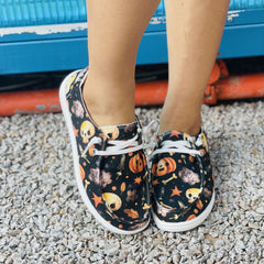 Women's Skull & Pumpkin Pattern Shoes Lightweight Halloween Canvas Shoes