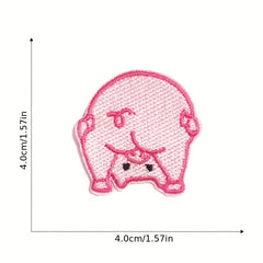 9pcs Pink Piglet Iron On Patches For Girls Sew On Embroidered Applique