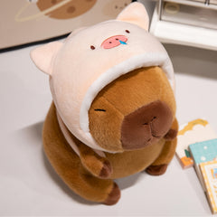 Anime Style Capybara Plush Toy with Headbands Dark Brown