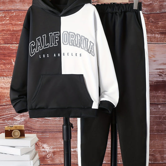 Boy's Clash 2pcs Hoodie & Sweatpants Set CALIFORNjsonIA Print