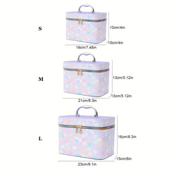 Heart Pattern Makeup Travel Case Cosmetic Organizer Bag with Mirror - 3 Sizes