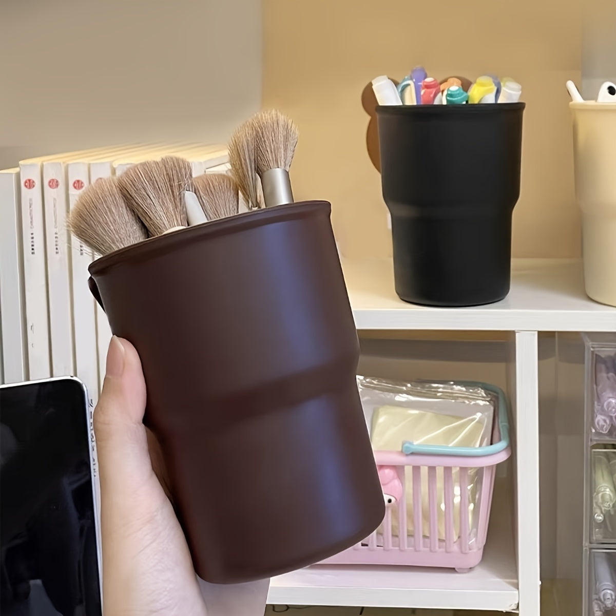 Car Air Outlet Water Cup Holder Storage Pen Makeup Brush Organizer