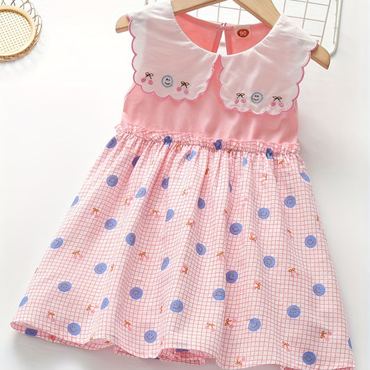 Girls' Polka Dot Sundress Sleeveless Princess Dress