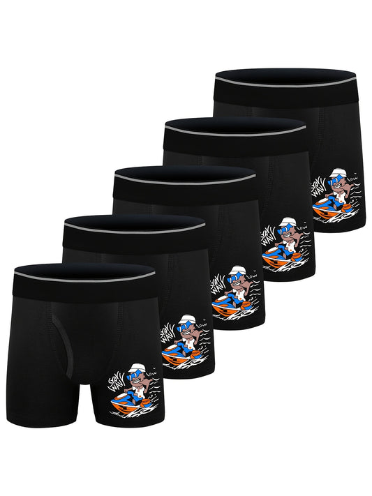5Pack Boys Cartoon Boxer Briefs Cotton Stretch Soft Underwear
