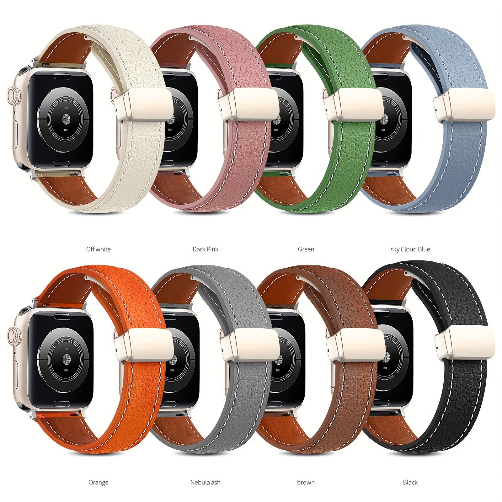 Leather Watch Strap for Smart Watch Magnetic Buckle Sport Band