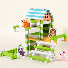 Wooden Mortise and Tenon Building Blocks Toy Set