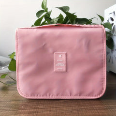 Portable Travel Toiletry Bag Waterproof Storage Mesh Pockets Hook Cosmetic Bag