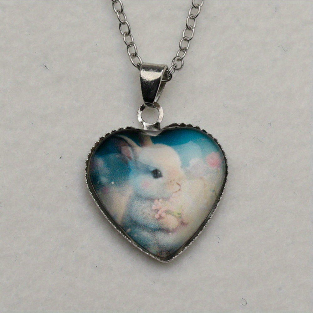 Little Rabbit Heart Pendant Necklace for Girls