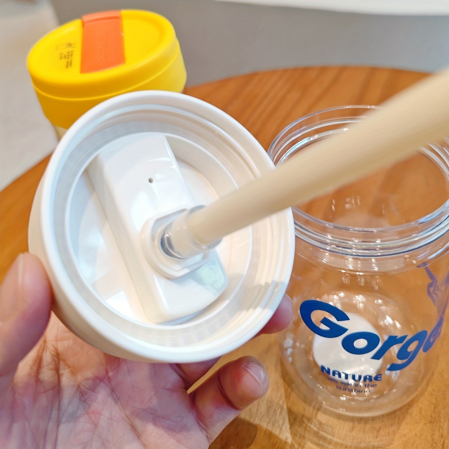 600ml Big Belly Straw Cup Portable Plastic Water Cup for Office Home Outdoor
