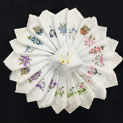 5pcs 28 Embroidered Handkerchief Ladies Lace Handkerchief