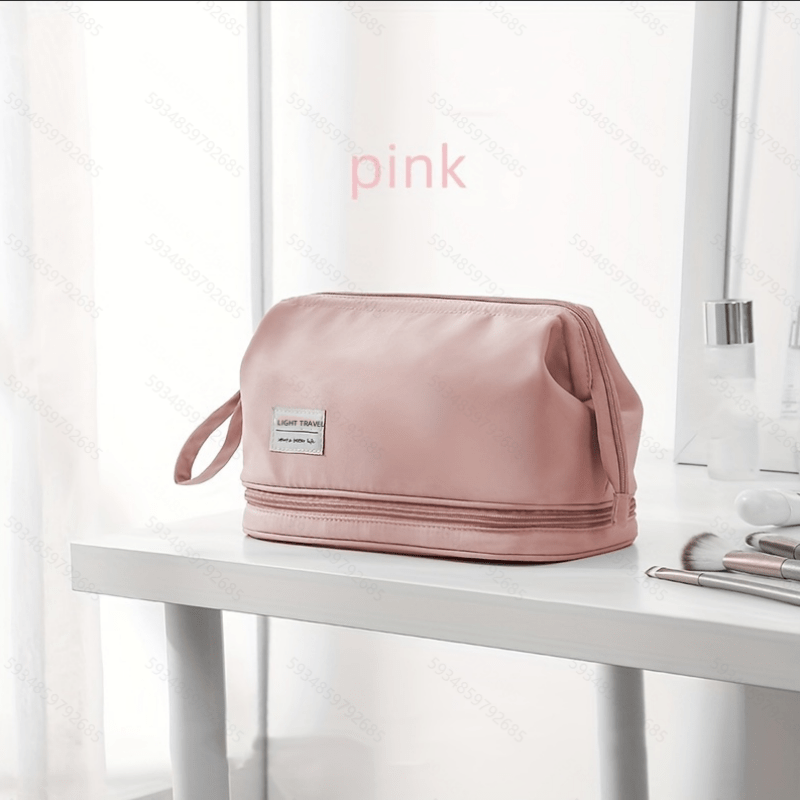 Large Capacity Makeup Bag with Brush Organizer Portable Travel Cosmetic Pouch